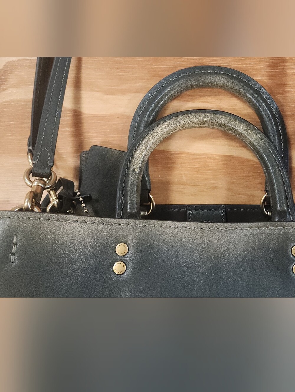 Coach Rogue Bag 31 In Green Loved Leather - Picture 12 of 16